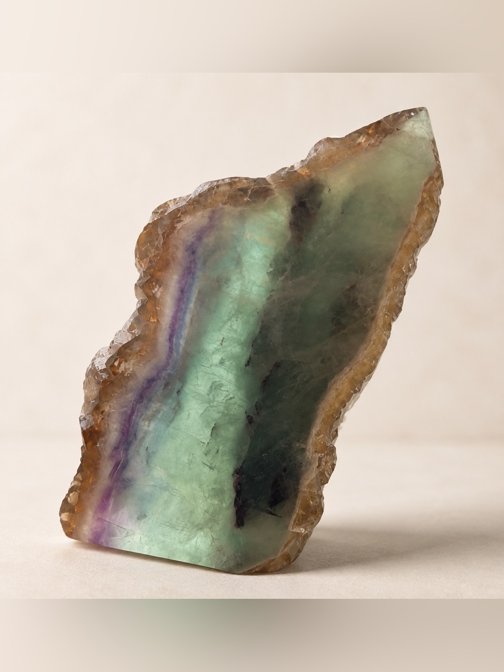 Large Rainbow Fluorite Freeform Raw Edge Crystal 4.5”
